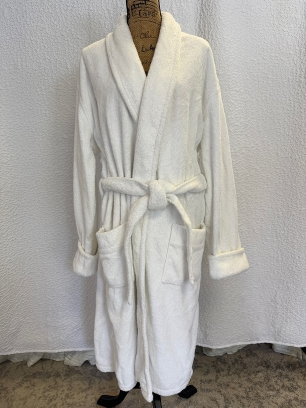 Coming Home Men's White 100% Turkish Cotton Terry Bath Robe - XL Quiet Luxery